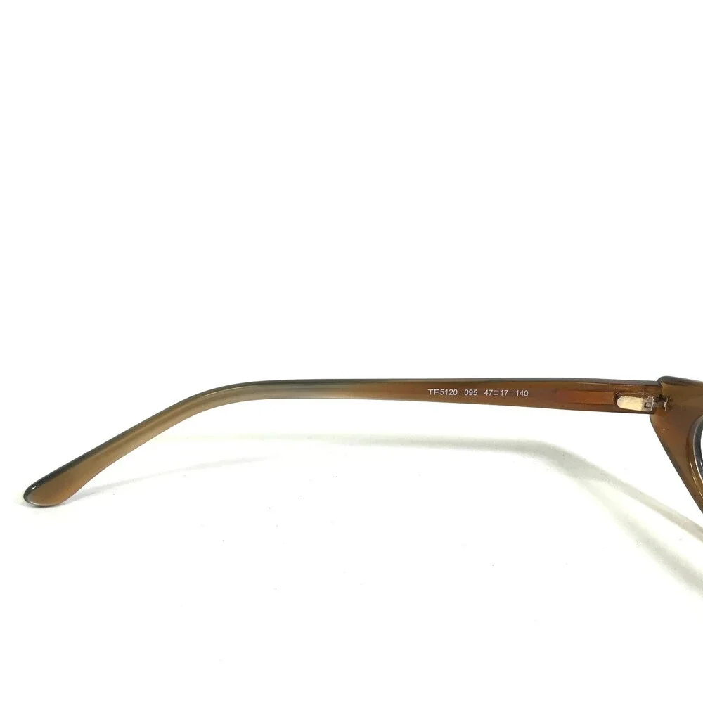 Tom Ford Eyeglasses Frames TF5120 095 Dark Clear Brown Round Full Rim 47-17-140